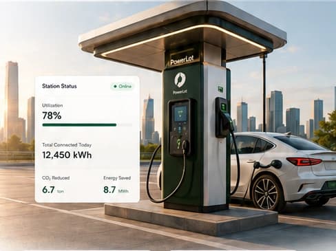 Electric vehicle charging at a PowerLot station